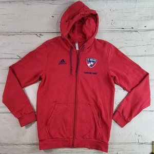 Adidas FC Dallas MLS Red/Navy Full Zip Hoodie Mens Size M EUC